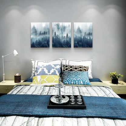 Nebliger Wald Vögel Natur Leinwandbild 40x30 cm Wandbilder