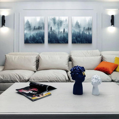 Nebliger Wald Vögel Leinwandbild 40x30cm für Wohnzimmer & Schlafzimmer