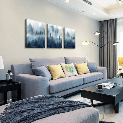 Nebliger Wald Vögel Leinwandbild Natur Wandbilder Wohnzimmer 40x30cm