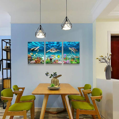 MHARTK66 Leinwandbild Ozean Schildkröte Unterwasser Landschaft, 40x30 cm