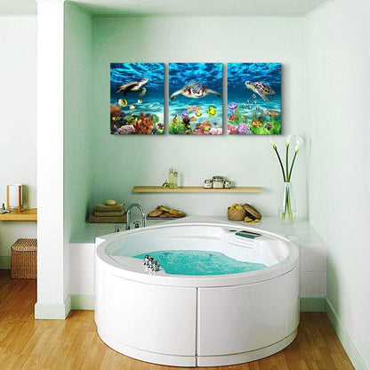 Leinwandbild Ozean Schildkröte blaues Meer Unterwasser 40x30cm