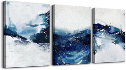 Abstraktes Moderne Leinwandbild Blau Deko Wandbilder 40x30cm