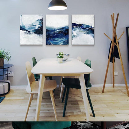 Abstraktes Moderne Leinwandbild Blau Deko Wandbilder 40x30cm