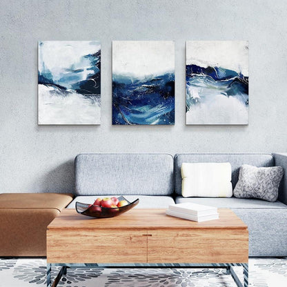 Abstraktes Blau Leinwandbild Modern 40x30cm für Wohnzimmer Büro Schlafzimmer