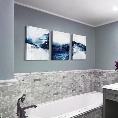 Navy Blau Abstrakte Moderne Leinwandbilder Wohnzimmer Schlafzimmer Büro 40x30 cm