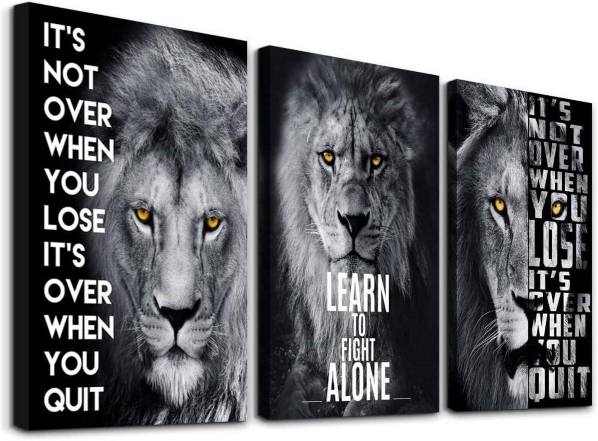 Inspirierende Löwen Wandbilder Schwarz Weiß 40x30cm