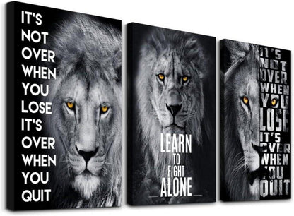 Inspirierende Löwen Wandbilder Schwarz Weiß 40x30cm