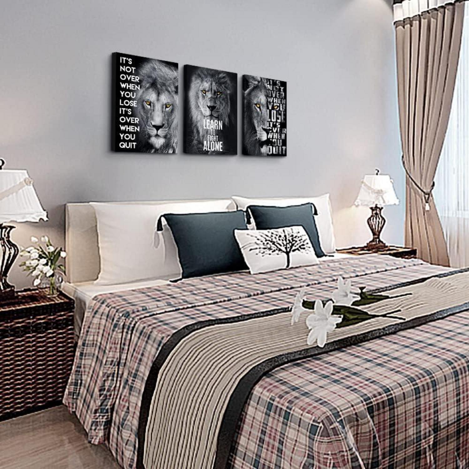 Inspirierende Löwen Wandbilder Schwarz Weiß 40x30cm