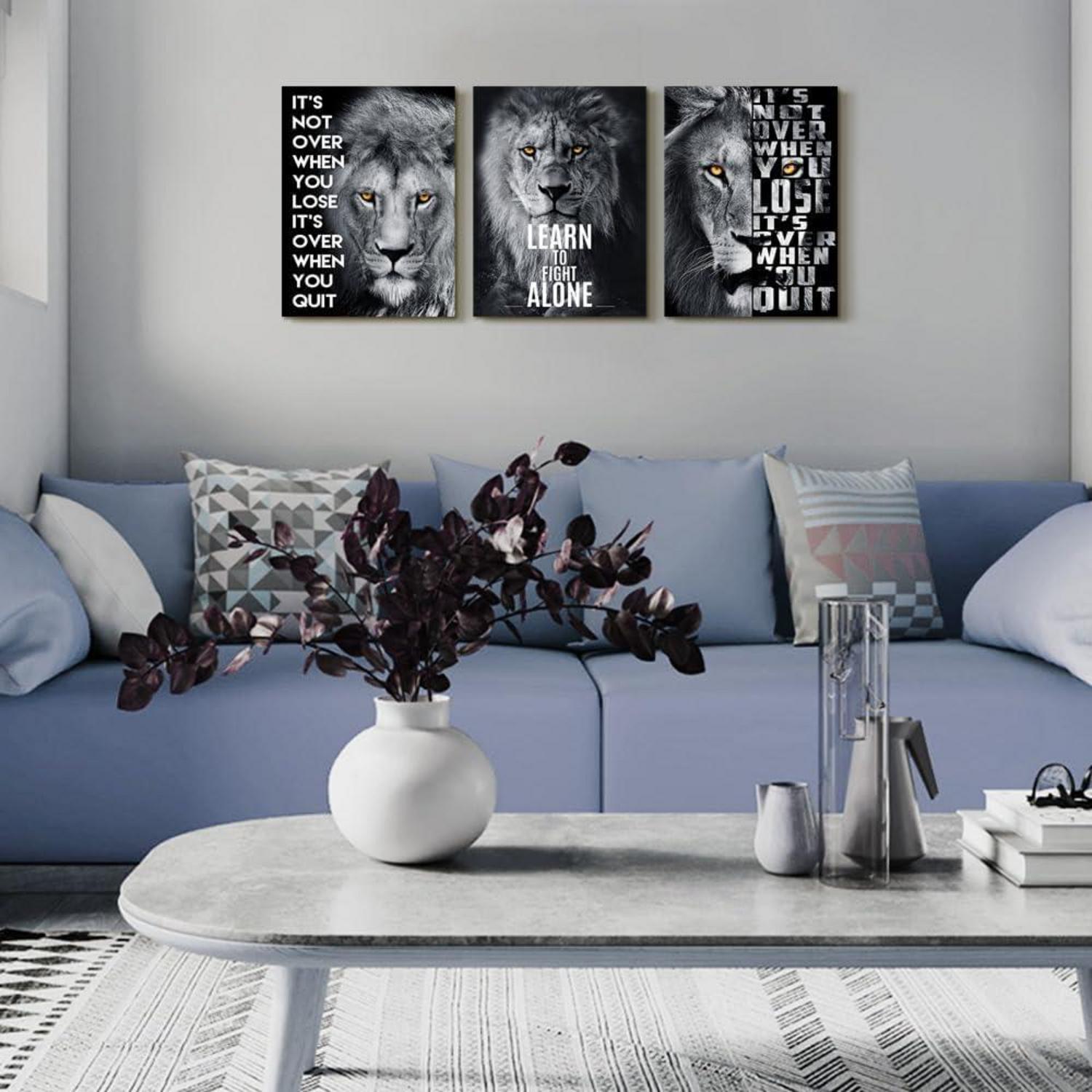 Inspirierende Schwarz Weißer Löwe Wandbilder 40x30 cm