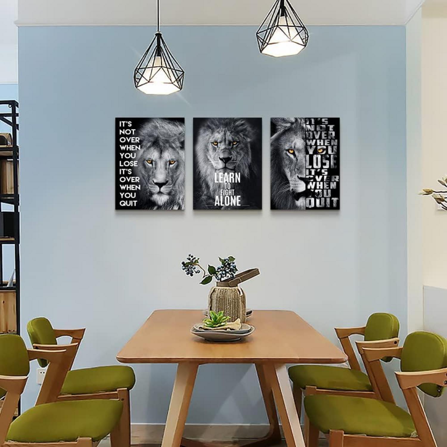 Schwarz-Weiß Löwen Wandbild 40x30cm für Wohnzimmer Schlafzimmer Büro