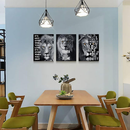 Schwarz-Weiß Löwen Wandbild 40x30cm für Wohnzimmer Schlafzimmer Büro