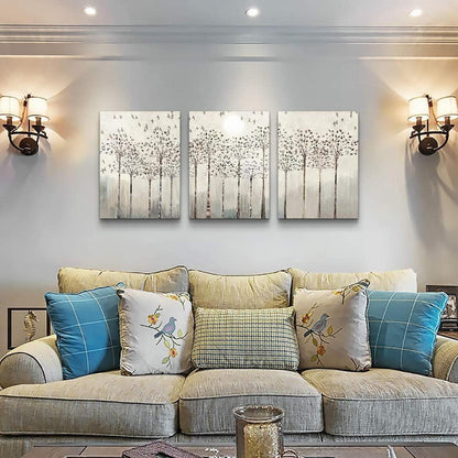 Bäume Vögel Leinwandbild Abstrakt Wandkunst 40x30cm