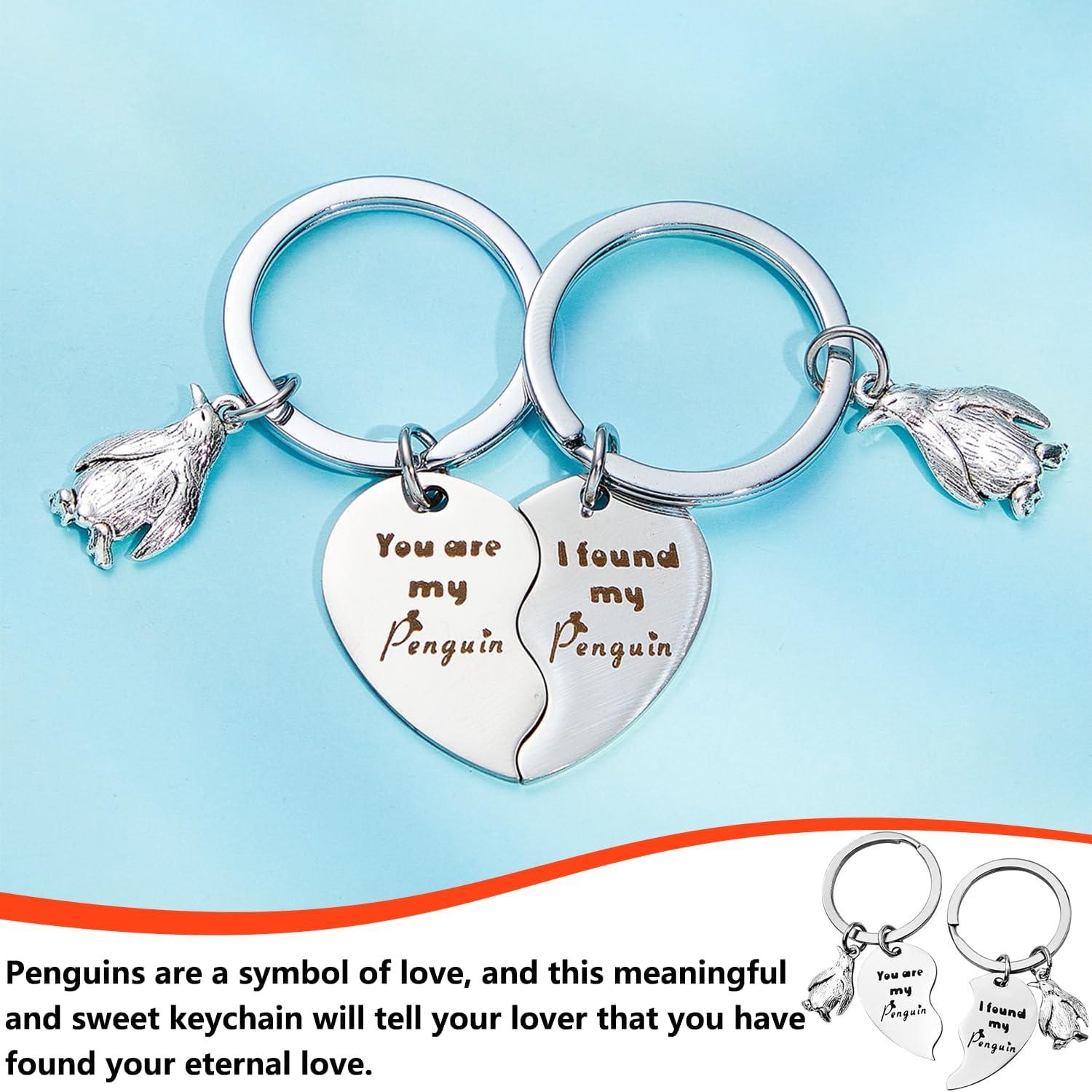 Pinguin Schlüsselanhänger Set Titanstahl Partner Geschenk neu