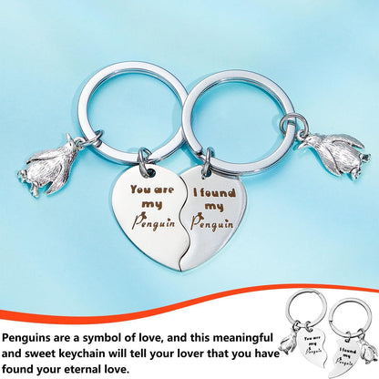 Pinguin Schlüsselanhänger Set Titanstahl Partner Geschenk neu