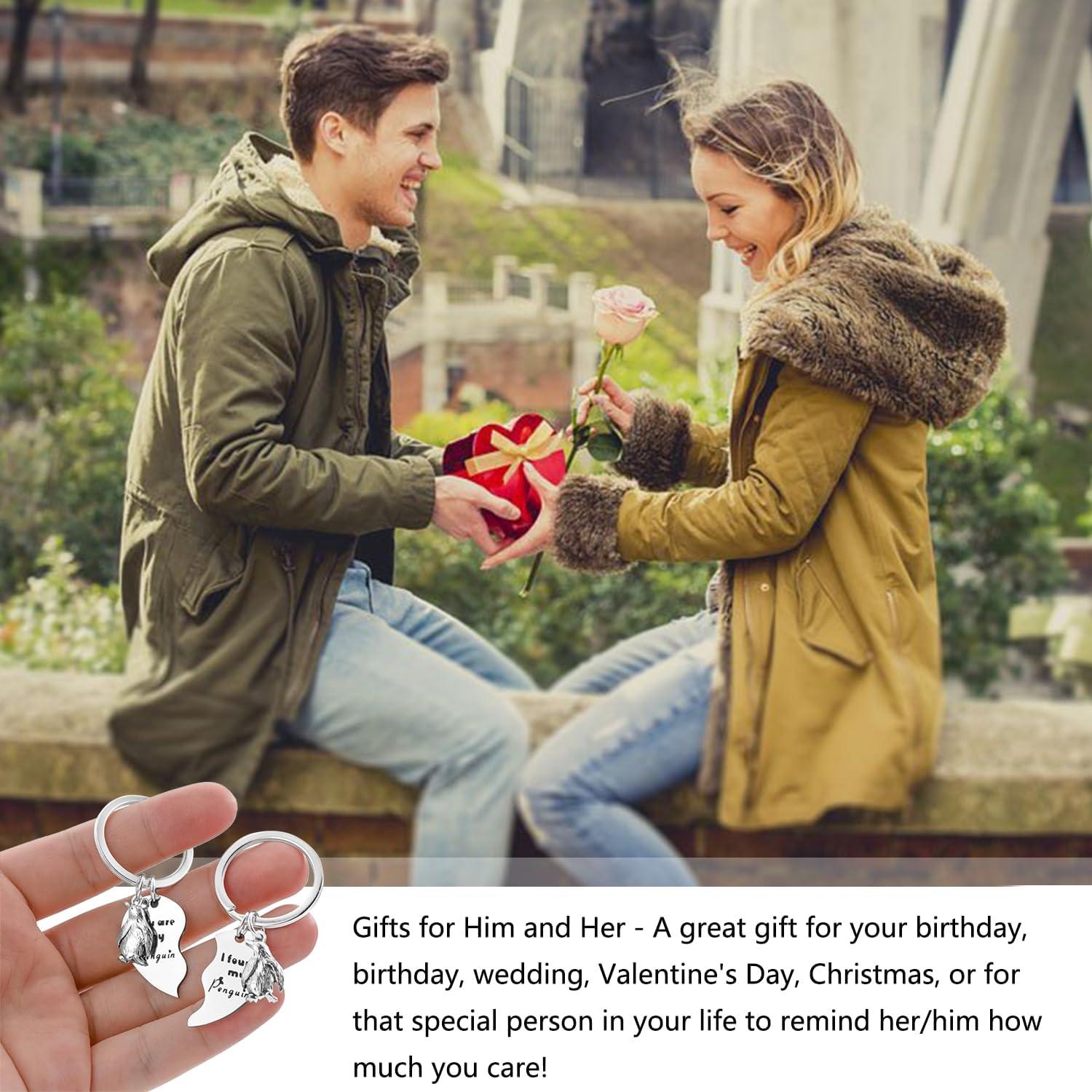 Pinguin Schlüsselanhänger Set Titanstahl Partner Geschenk neu