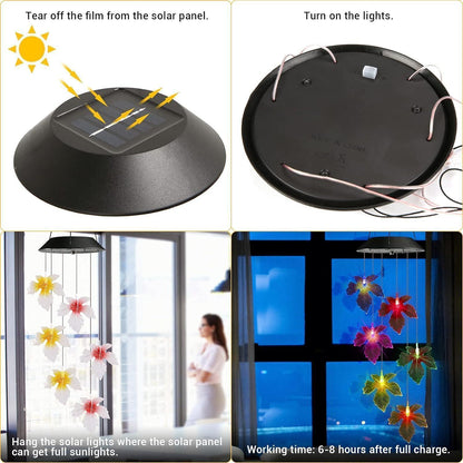 4 LED Solar Windspiel Aluminium Garten Bunt Wasserdicht
