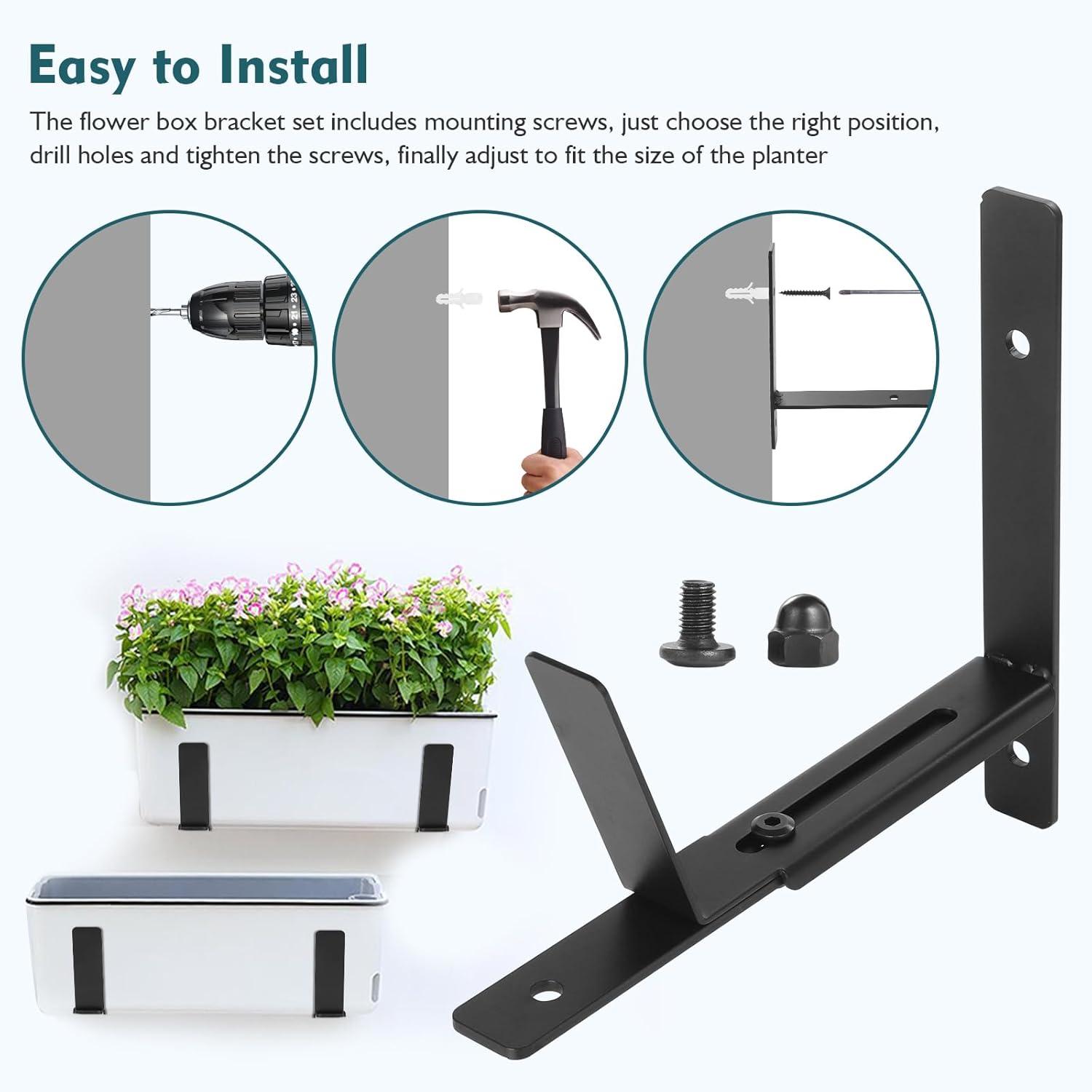 Verstellbare Balkon Blumenkastenhalter 6-12'' Fenster Wand Geländer neu