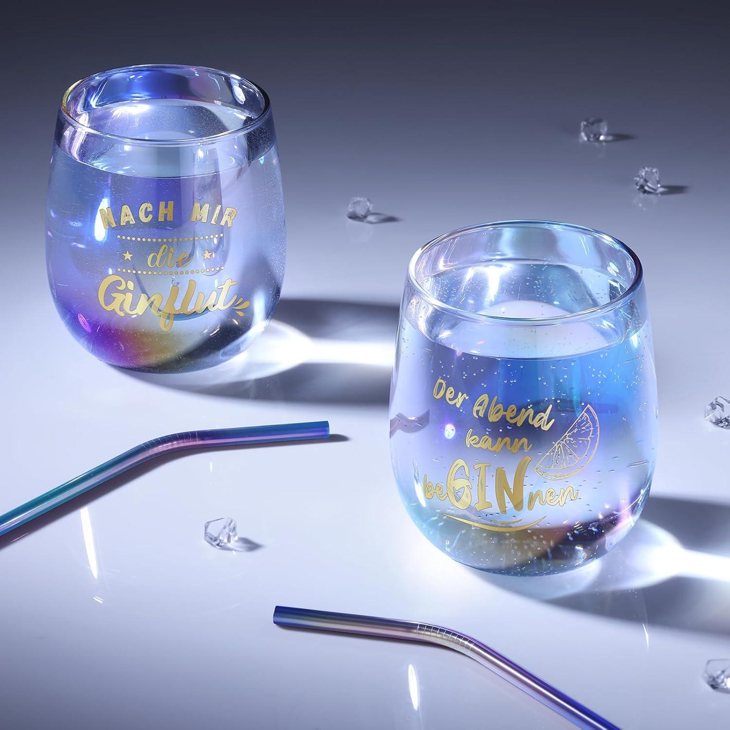 Gin Tonic Gläser 2er Set Sprüche Geschenk 450ml Gin Glas Cocktail