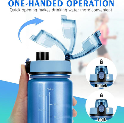 Sport Trinkflasche 1L Auslaufsicher Motivierende 1 Liter Gradient für