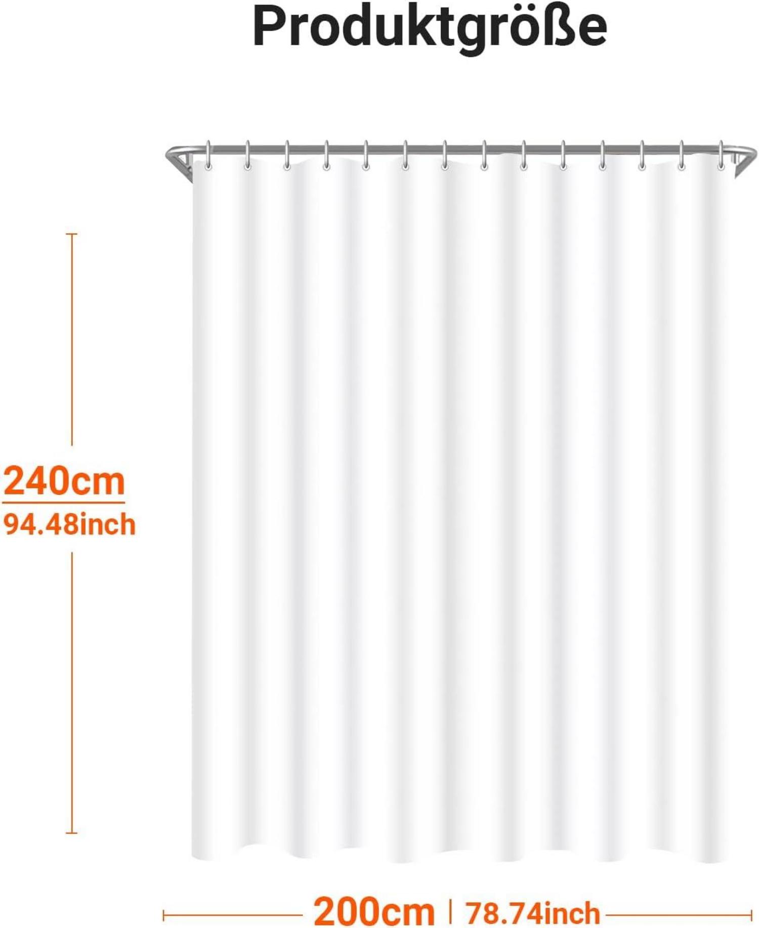 Duschvorhang 200x240cm Reinweiß, Antischimmel