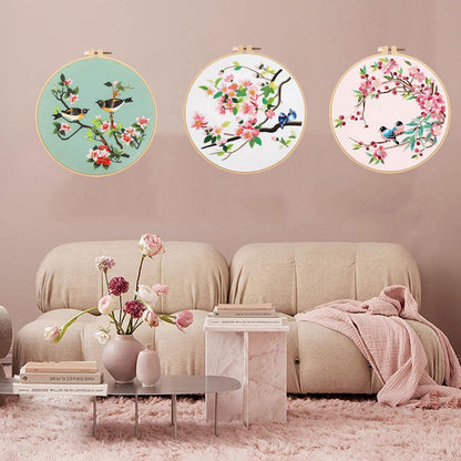 Kreuzstich Set Vögel & Blumen – Anfänger Stickset mit Zubehör