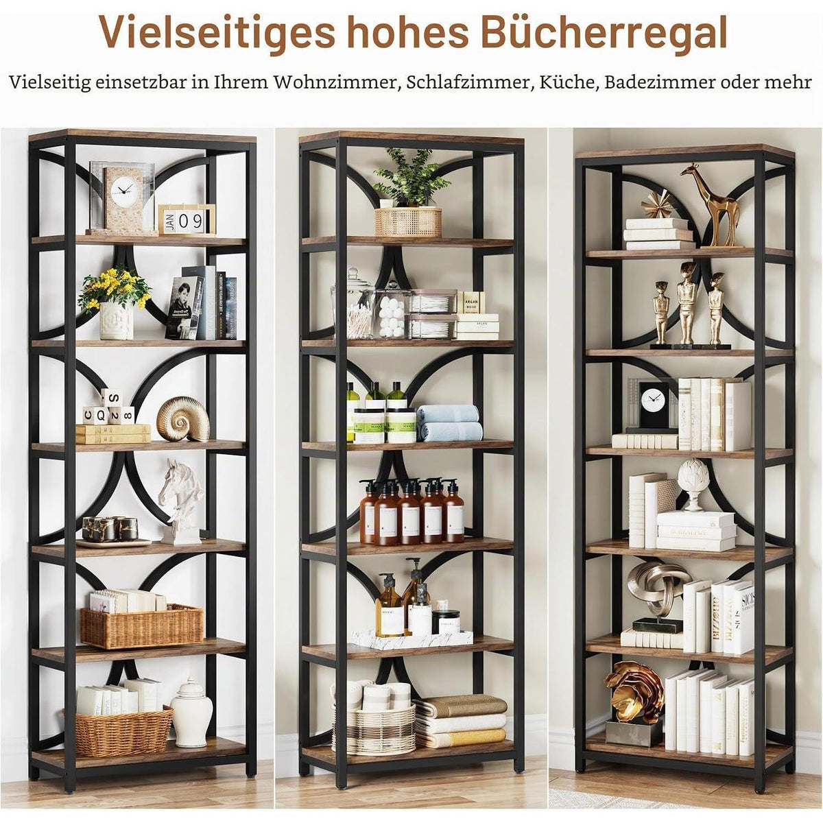 6-Ebenen Bücherregal Industrie Design 200cm