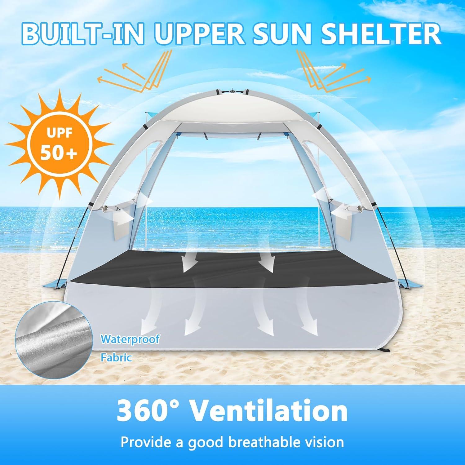 Brace Master Strandmuschel Sonnendach Tragbares Zelt UV 50+ 2-3 Personen Grün