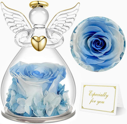 Ewige Rose Engel Figur Glaskuppel Rote Rose Muttertagsgeschenk