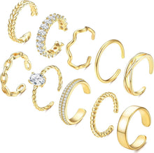 14 Karat vergoldete Stapelringe 10er Set Frauen Gold Open Band Ring