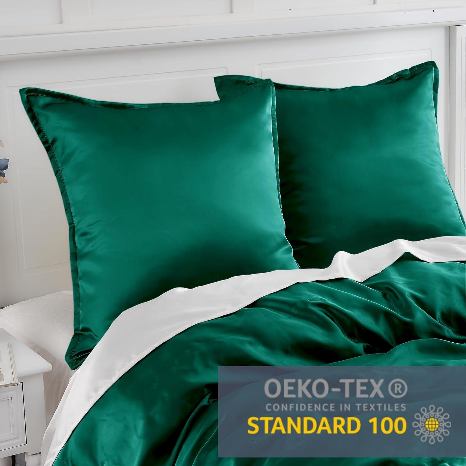 Satin Kissenbezug 80x80 2er Set Blue Pillowcase für curly hair