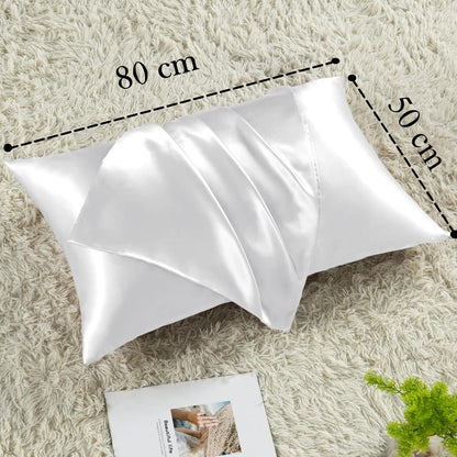 Vielit Satin Kissenbezug 50x80 Weiß 2er Set mit Haargummis