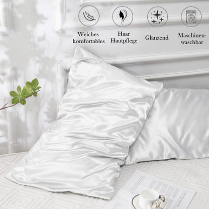 Satin Kissenbezüge 50x80 2er Set Pflege Haar Haut Haargummis