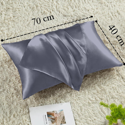 Satin Kissenbezug 2er Set Blau Violett Haargummis 40x70cm