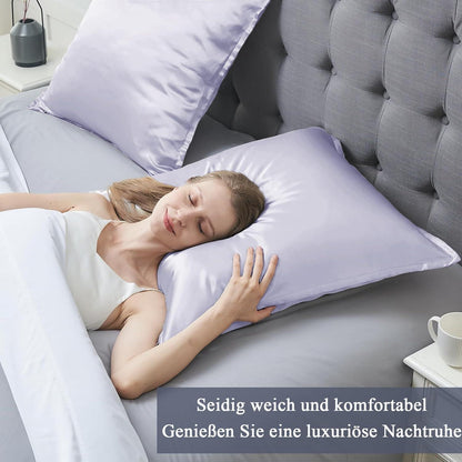 Satin Kissenbezug 80x80 Violett 2er-Set, Weich wie