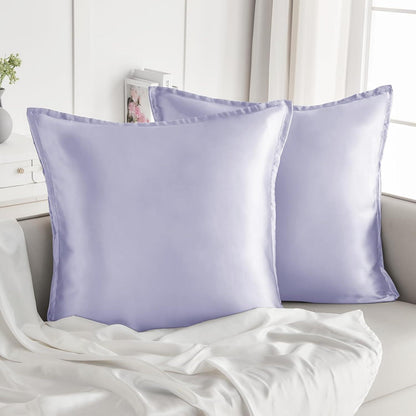 Satin Kissenbezug 80x80 2er Set Violett Reißverschluss Curly Haar