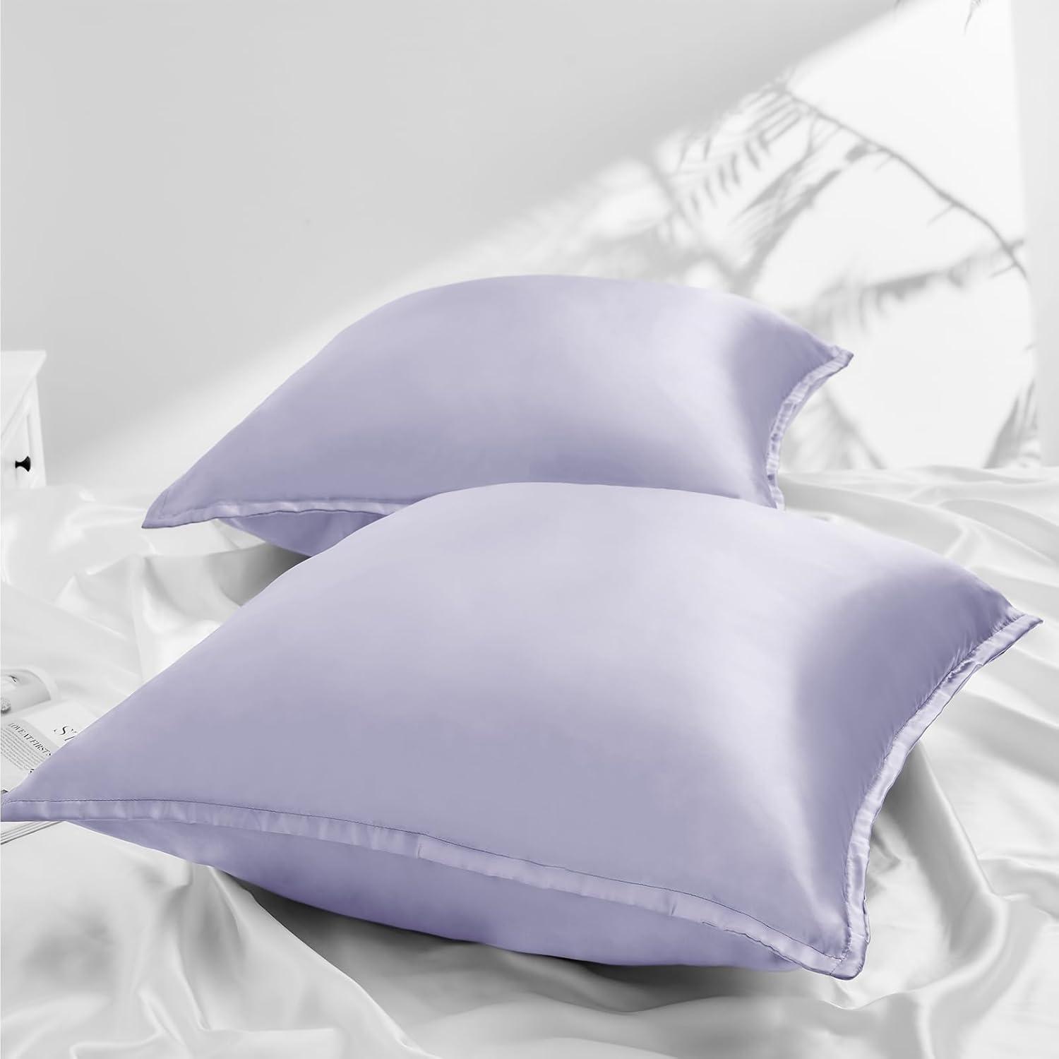 Satin Kissenbezug 80x80 Violett 2er Set Reißverschluss Silk Pillowcase