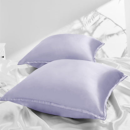 Satin Kissenbezug 80x80 Violett 2er Set Reißverschluss Silk Pillowcase