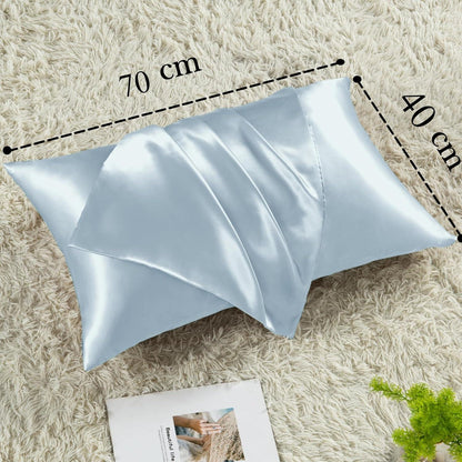 Vielit Satin Kissenbezug 2er-Set 40x70cm inkl. Haargummis Hellblau