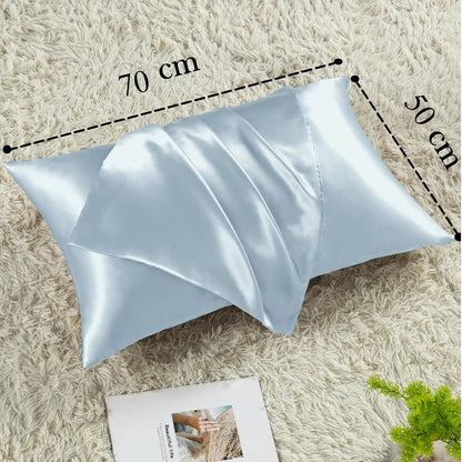 Vielit 2er Set Satin Kissenbezug 50x70 Hellblau Haarpflege Hautpflege