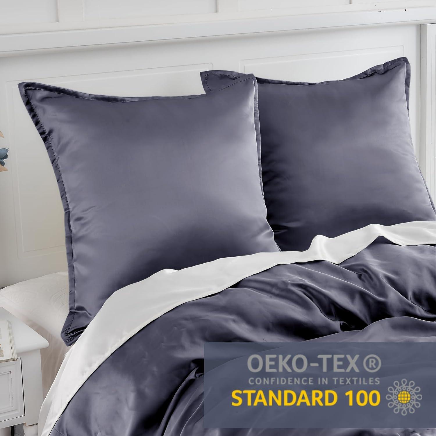 Satin Kissenbezüge 80x80 2er Set Weich Silk Pillowcase Curly Haar