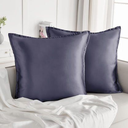 Satin Kissenbezug 80x80 Dunkel Purple 2er Set mit Reißverschluss