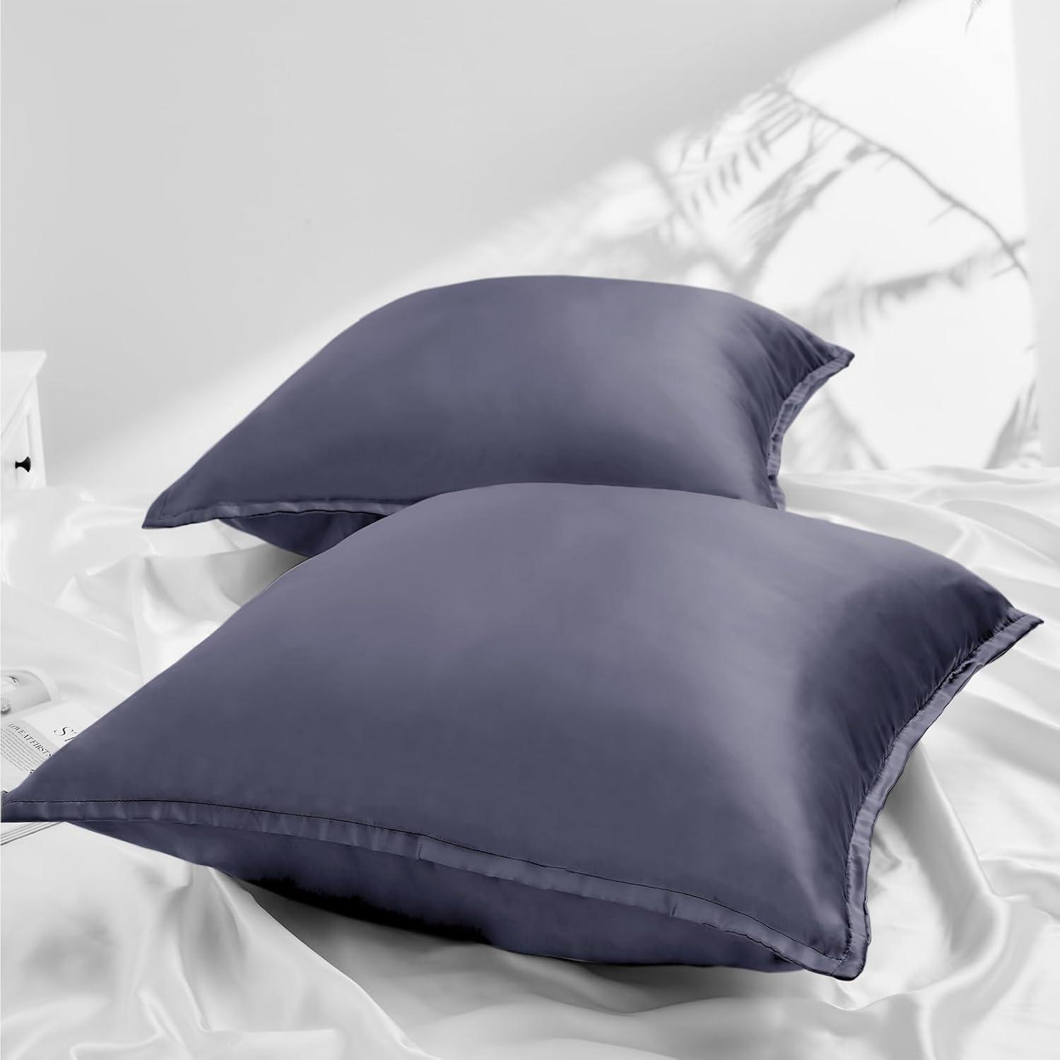 Satin Kissenbezug 80x80 2er Set Dunkel Purple Reißverschluss