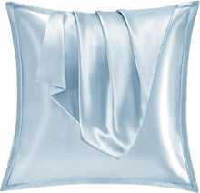 Satin Kissenbezug 80x80 2er Set Seidenkissenbezug Light Blau