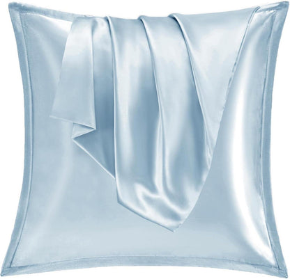 Satin Kissenbezug 80x80 2er Set Seidenkissenbezug Light Blau