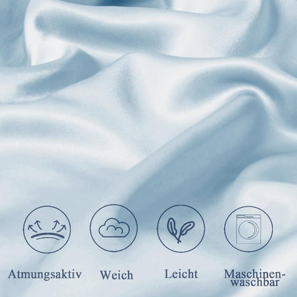 2er Set Satin Kissenbezug 80x80 mit Reißverschluss Light Blau
