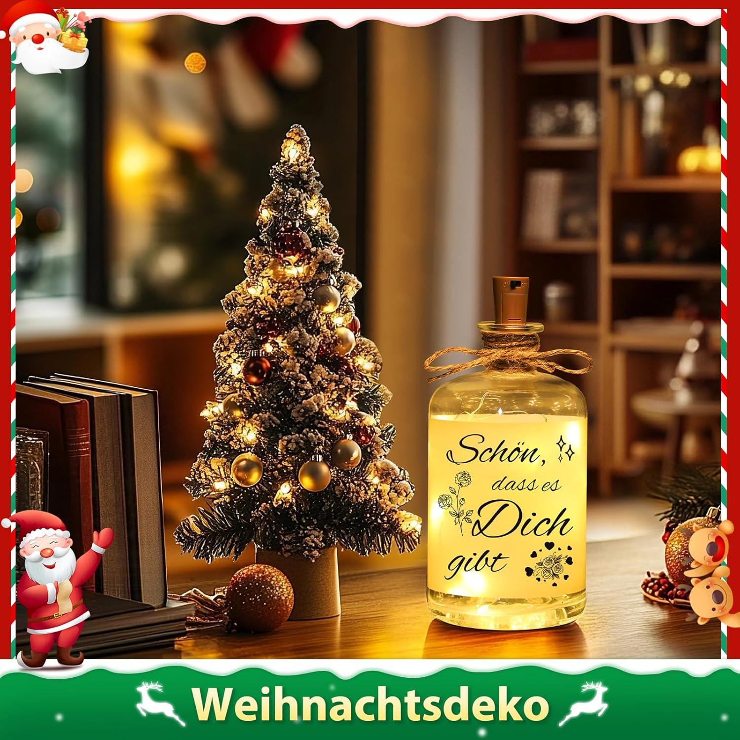 LED Flaschenlicht Spruch Schön dass es Dich gibt Weihnachtsgeschenk