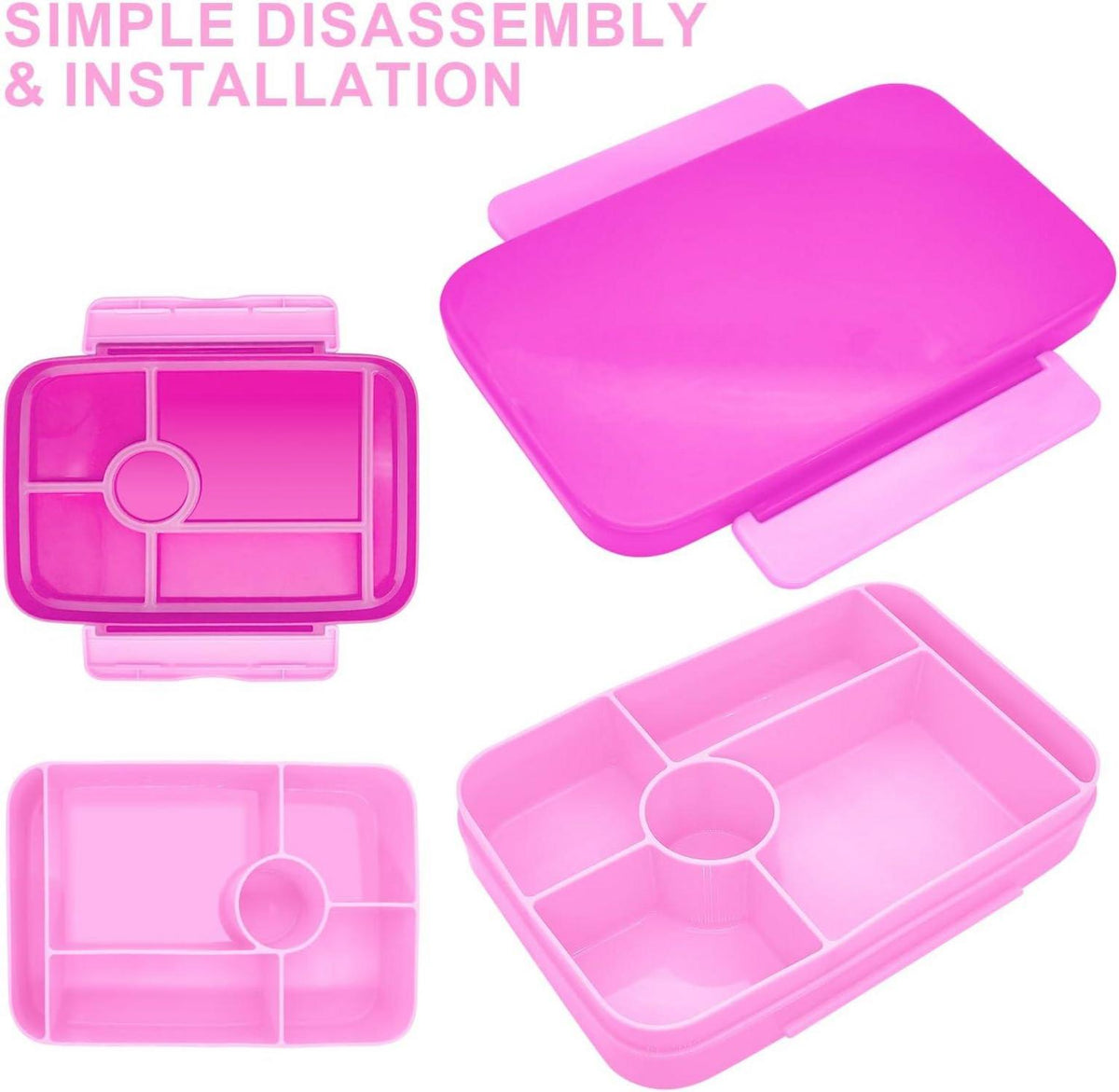 Brotdose Kinder Bento-Box 1050ml Auslaufsicher 5 Fächer Rose
