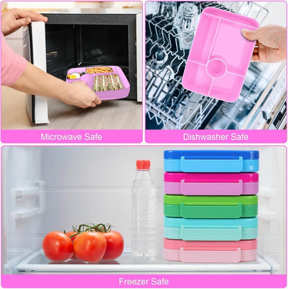 Brotdose Kinder Bento-Box 1050ml Auslaufsicher 5 Fächer Rose