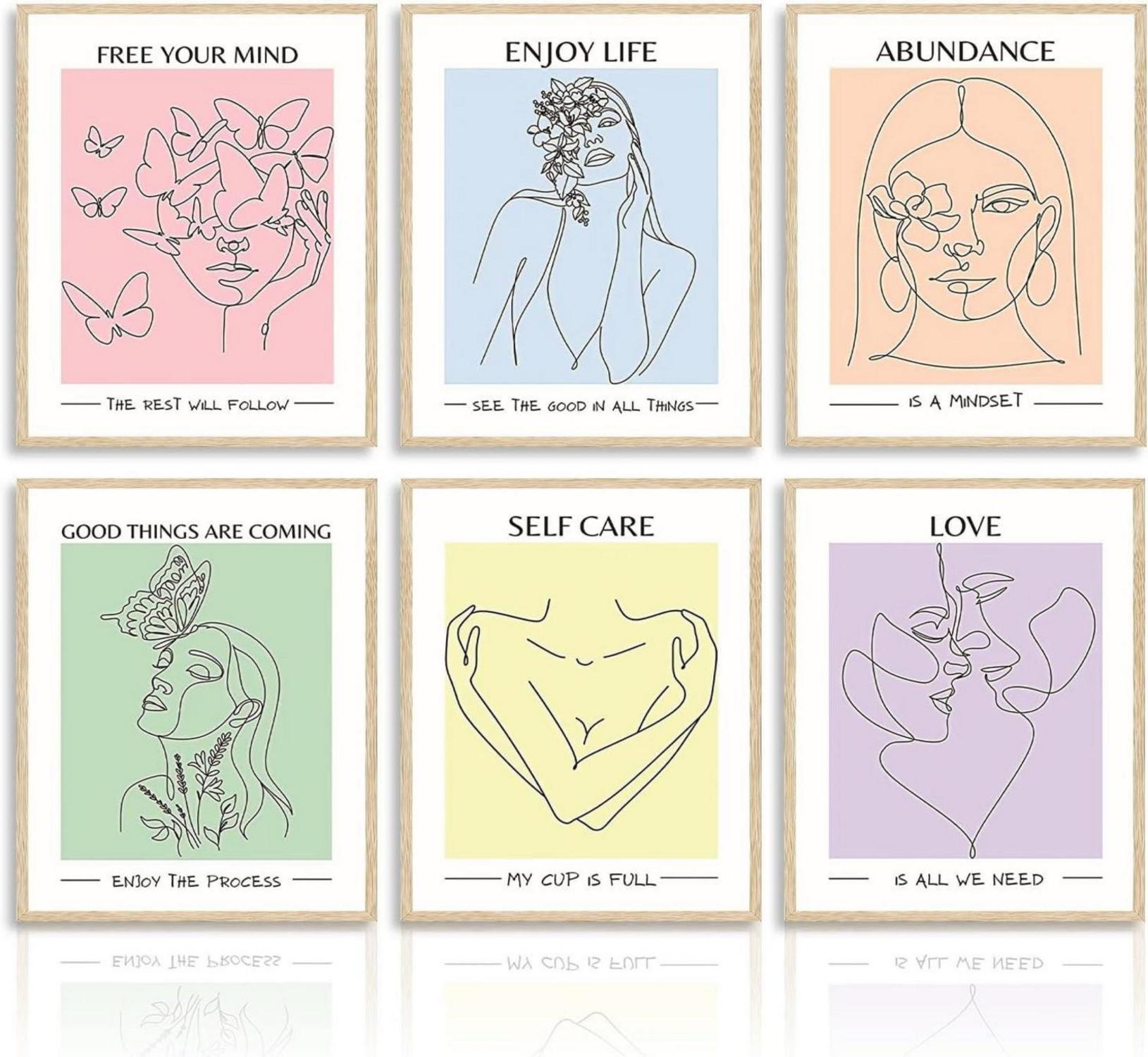 Abstrakte Minimalistische Wandbilder Weibliches Gesicht Blumen