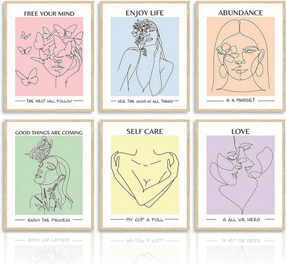 Abstrakte Minimalistische Wandbilder Weibliches Gesicht Blumen